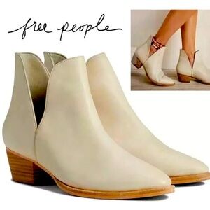 Free People Charm Double V Ankle Boot Ecru/Bone Leather Size 37.5 or 7.5